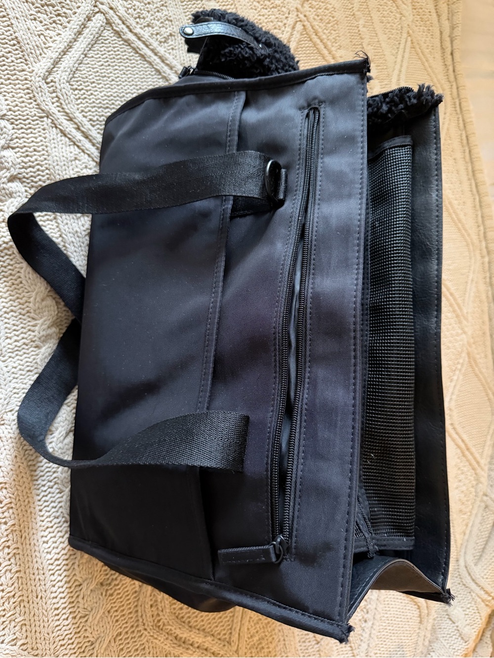 BEIS Black Pet Carrier Tote with Mesh Panels